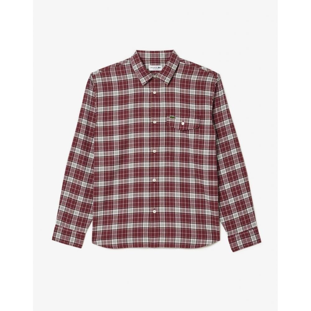 Lacoste Мужская рубашка из хлопкового твила в среднюю клетку Ch6729 54n I65 042